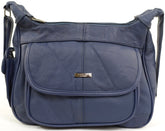 SNUGRUGS Womens Genuine Soft Leather Shoulder Hand Bag with Adjustable Strap- Navy